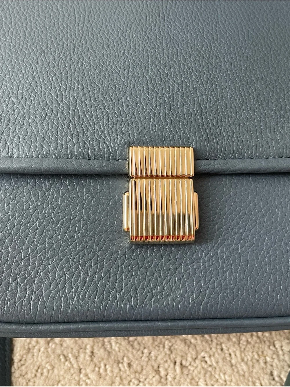 New Blue Leather Crossbody Saddle Bag with Gold Hardware (medium)
